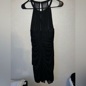 NWOT- David's Bridal Black Sleeveless Long Mesh Dress Illusion Neckline SIZE 10
